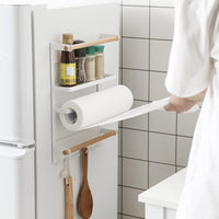 Magnetic Spice Rack with Paper Towel Holder - White - liquidation.store