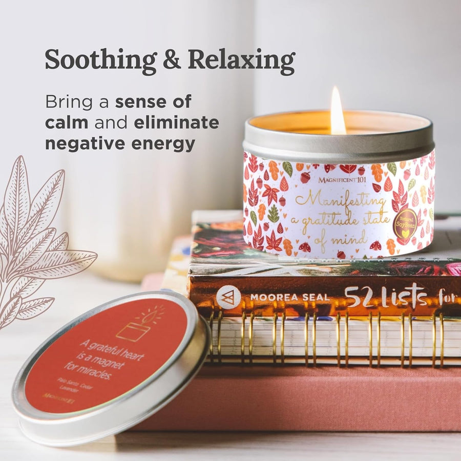 Magnificent 101 MANIFESTING A Gratitude State of Mind Tin Candle - 170g - liquidation.store