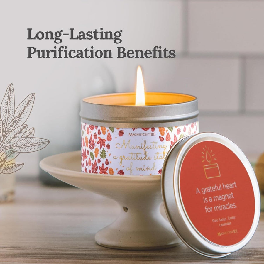 Magnificent 101 MANIFESTING A Gratitude State of Mind Tin Candle - 170g - liquidation.store