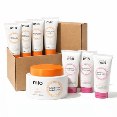 Mama Mio Glow, Hydrate & Soothe Set – Body Scrub, Boob Tube & Body Butter Minis - liquidation.store
