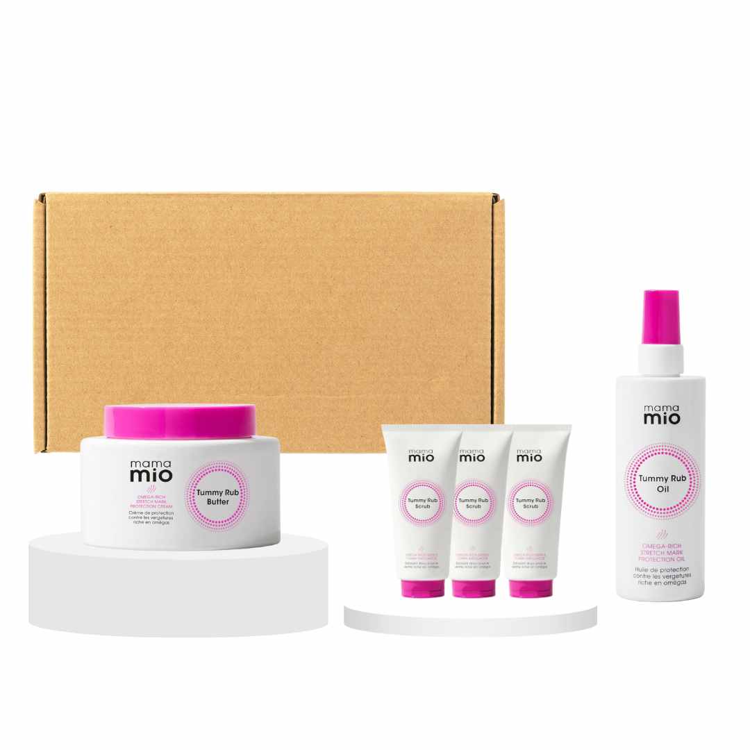 Mama Mio Tummy Routine Gift Box - Tummy Rub Scrub, Butter & Tummy Oil - liquidation.store