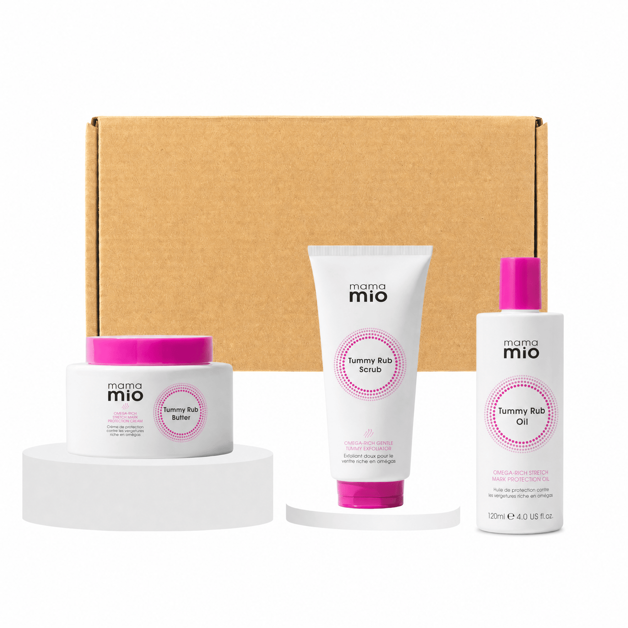 Mama Mio Tummy Routine Gift Box - Tummy Rub Scrub, Butter & Tummy Oil - liquidation.store