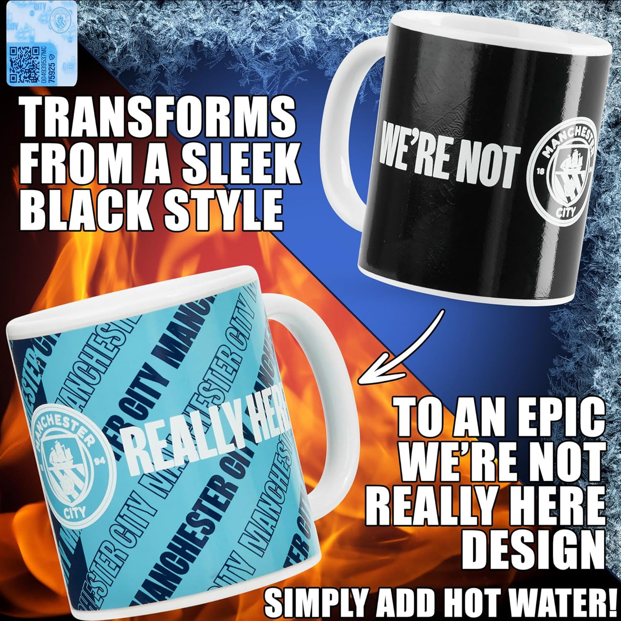 Manchester City F.C. Coffee Mug, 320ml Ceramic Heat Colour Changing Mug - liquidation.store