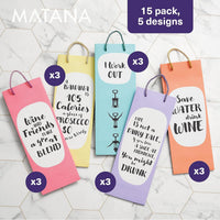 MATANA 15 Premium Wine Bottle Gift Bags with Witty Quotes - 35x13x9cm - liquidation.store