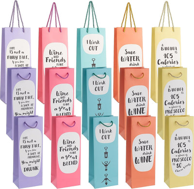 MATANA 15 Premium Wine Bottle Gift Bags with Witty Quotes - 35x13x9cm - liquidation.store
