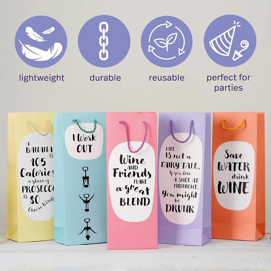 MATANA 15 Premium Wine Bottle Gift Bags with Witty Quotes - 35x13x9cm - liquidation.store