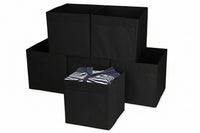 MATANA 6 Storage Boxes (Foldable) - Fabric Cube Canvas Storage Unit - Khaki, 33cm x 33cm x 37cm - liquidation.store