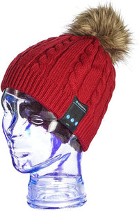 MATANA Wireless Unisex Winter Bluetooth Hat with Stereo Speaker Headphones, Built - in Mic, Handsfree Burgundy - liquidation.store