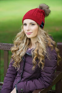 MATANA Wireless Unisex Winter Bluetooth Hat with Stereo Speaker Headphones, Built - in Mic, Handsfree Burgundy - liquidation.store