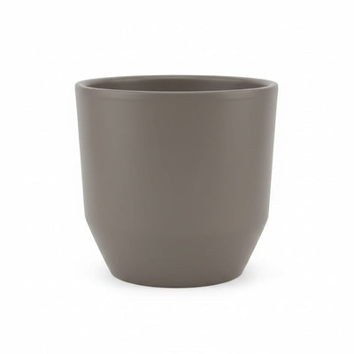 Matte Gray Ceramic Planter Pot With Drainage Design 12cm - liquidation.store