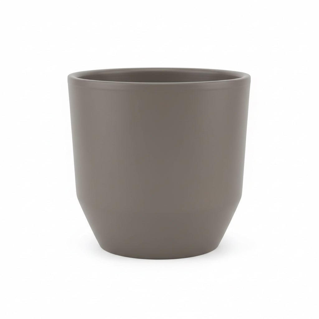 Matte Gray Ceramic Planter Pot With Drainage Design 12cm - liquidation.store