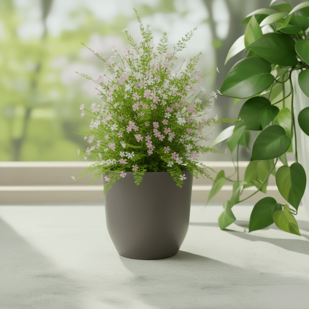 Matte Gray Ceramic Planter Pot With Drainage Design 12cm - liquidation.store