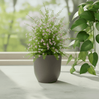 Matte Gray Ceramic Planter Pot With Drainage Design 12cm - liquidation.store