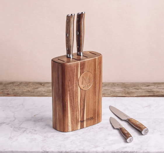 Mauviel 1830 Acacia Wood Knife Block - 4 slots - liquidation.store