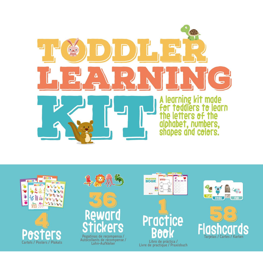 Merka Toddler Learning Kit: Posters, Flashcards, Book and Stickers - 18M+ - liquidation.store