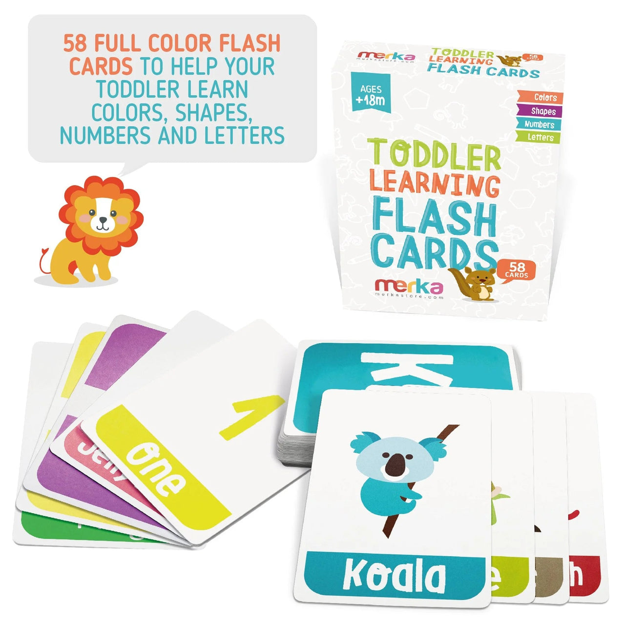 Merka Toddler Learning Kit: Posters, Flashcards, Book and Stickers - 18M+ - liquidation.store