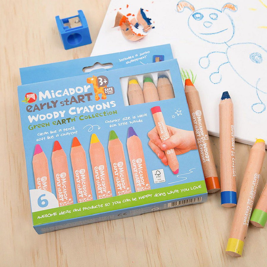 Micador early stART Woody Crayons - 6 Pack - liquidation.store