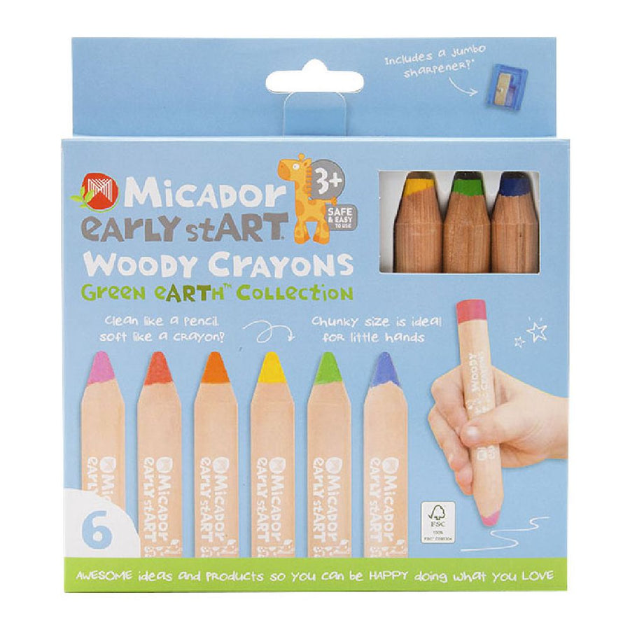 Micador early stART Woody Crayons - 6 Pack - liquidation.store