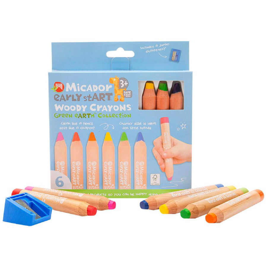 Micador early stART Woody Crayons - 6 Pack - liquidation.store