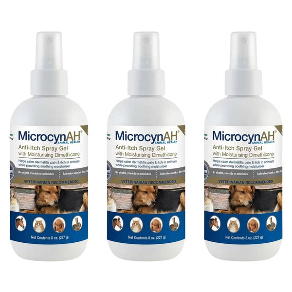 Microcyn AH Anti - Itch Soothing Spray Gel for Pets - 237ml X3 - liquidation.store