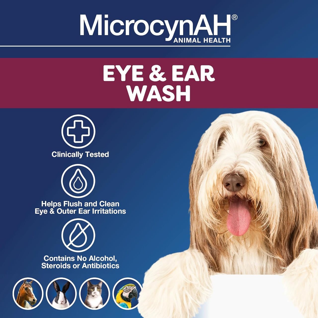 Microcyn AH Eye & Ear Wash, Cleaning & wound care for Pets - 89ml X3 - liquidation.store