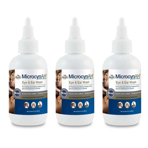 Microcyn AH Eye & Ear Wash, Cleaning & wound care for Pets - 89ml X3 - liquidation.store