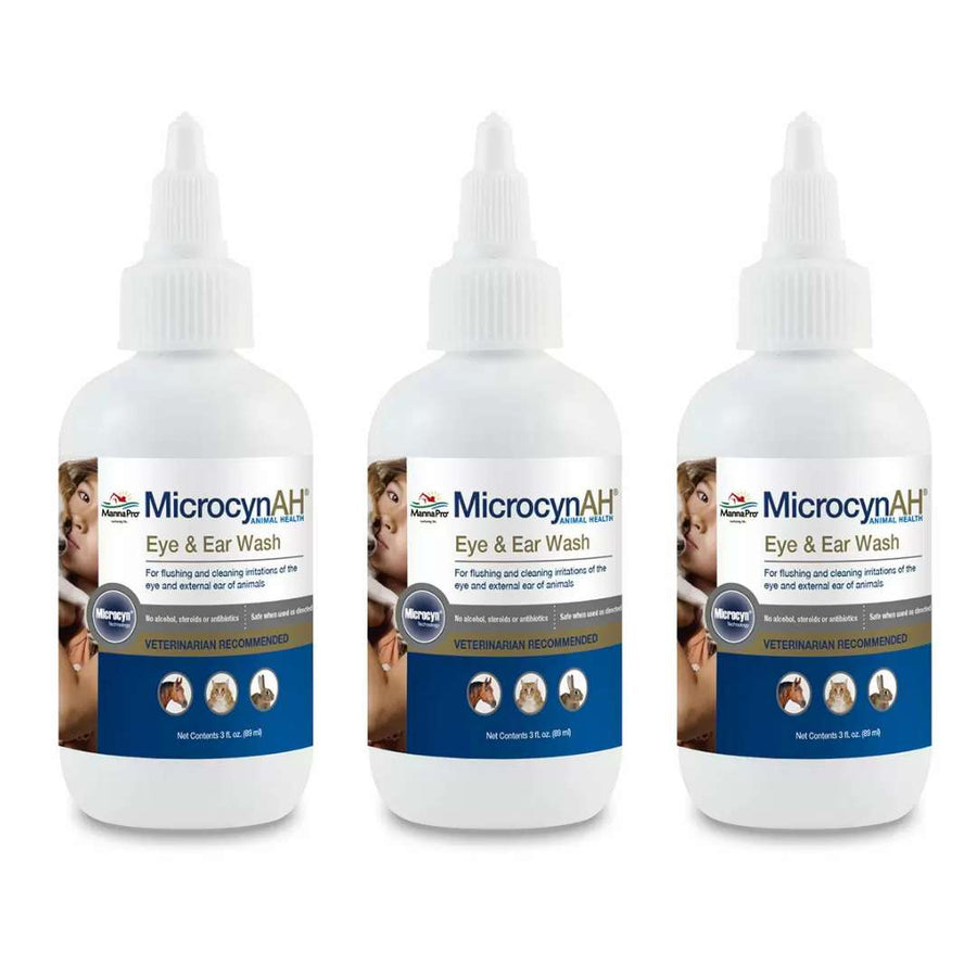 Microcyn AH Eye & Ear Wash, Cleaning & wound care for Pets - 89ml X3 - liquidation.store