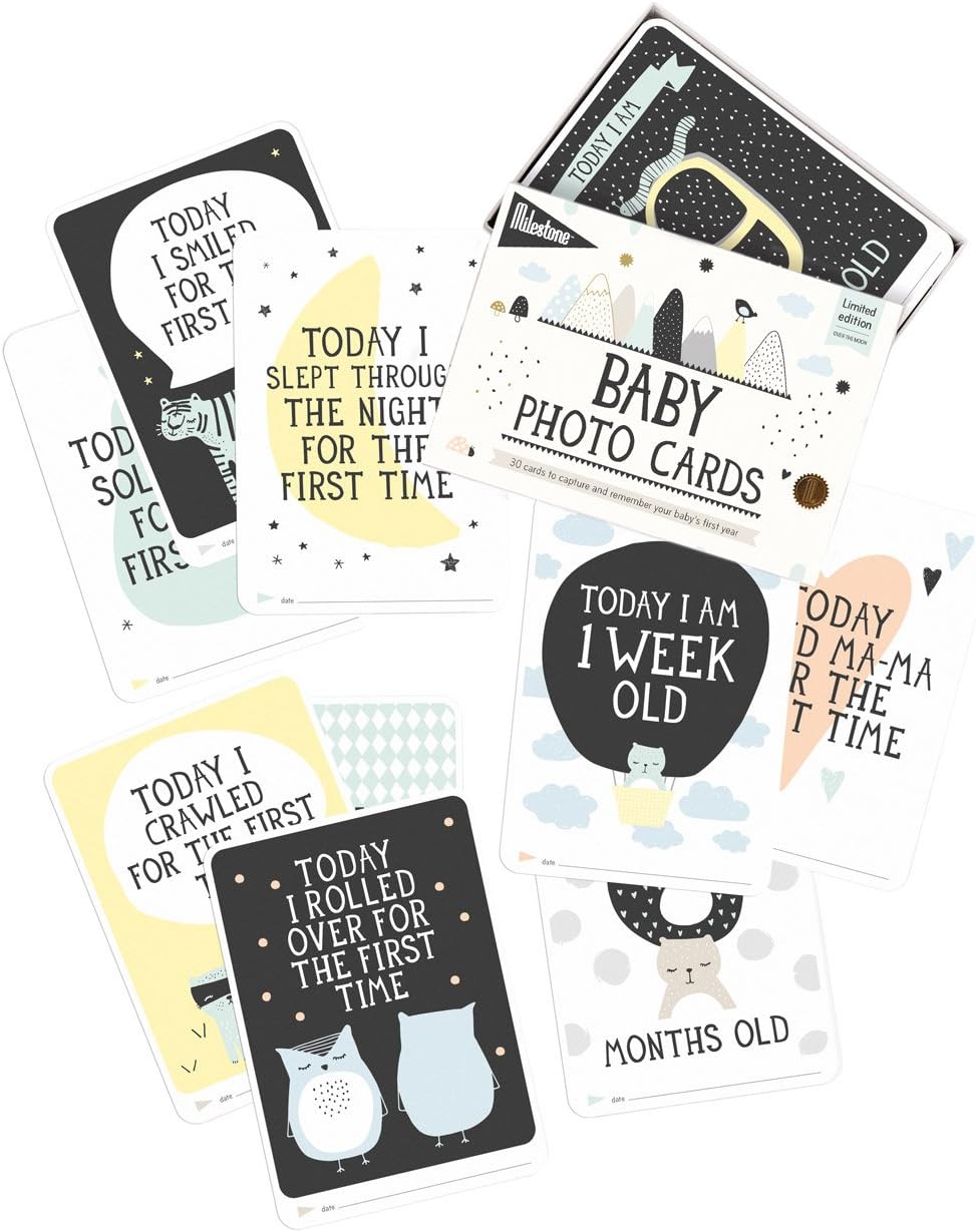 Milestone Over The Moon Baby Keepsake Cards - liquidation.store