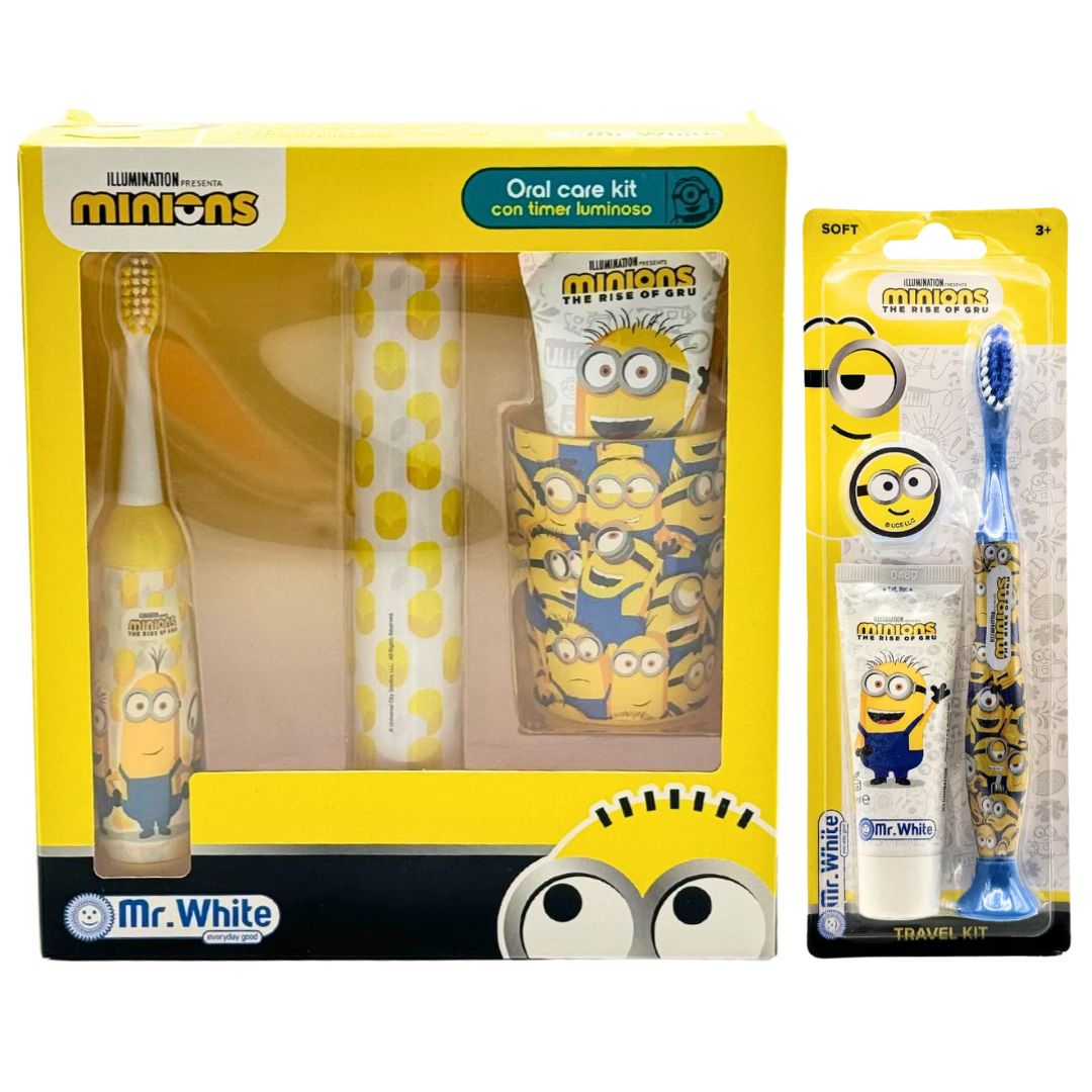 Minions Kids Electric Toothbrush Gift Set + Travel Kit - Age4+ - liquidation.store