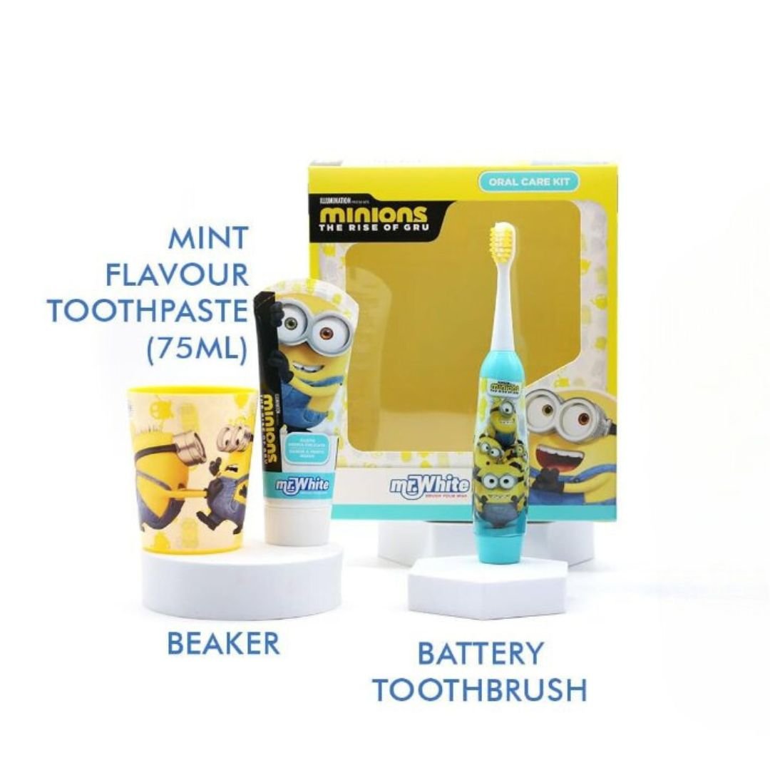 Minions Kids Electric Toothbrush Gift Set + Travel Kit - Age4+ - liquidation.store