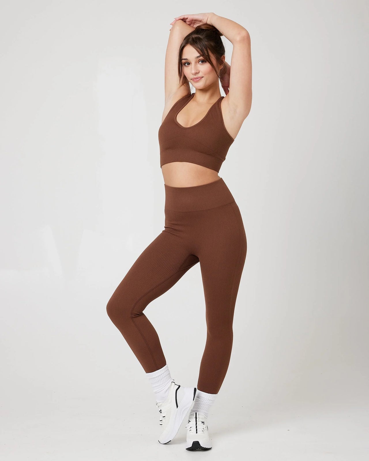 Snuggz Fit Super Stretch V Neck Bar and Legging Brown Set (Various Sizes)