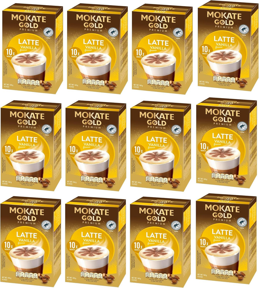 Mokate Gold Premium Vanilla Latte Coffee Sachets x10 - Pack of 12 (120 Sachets) - liquidation.store