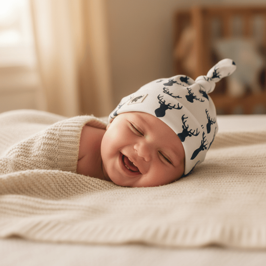 Monica + Andy Baby Top Knot Cap - Deer (0-6M) - liquidation.store