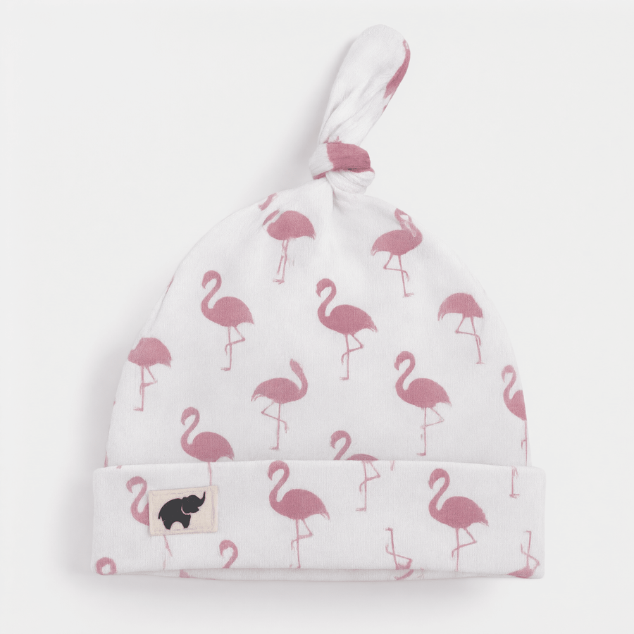 Monica + Andy Baby Top Knot Cap - Flamingo (0-6M) - liquidation.store