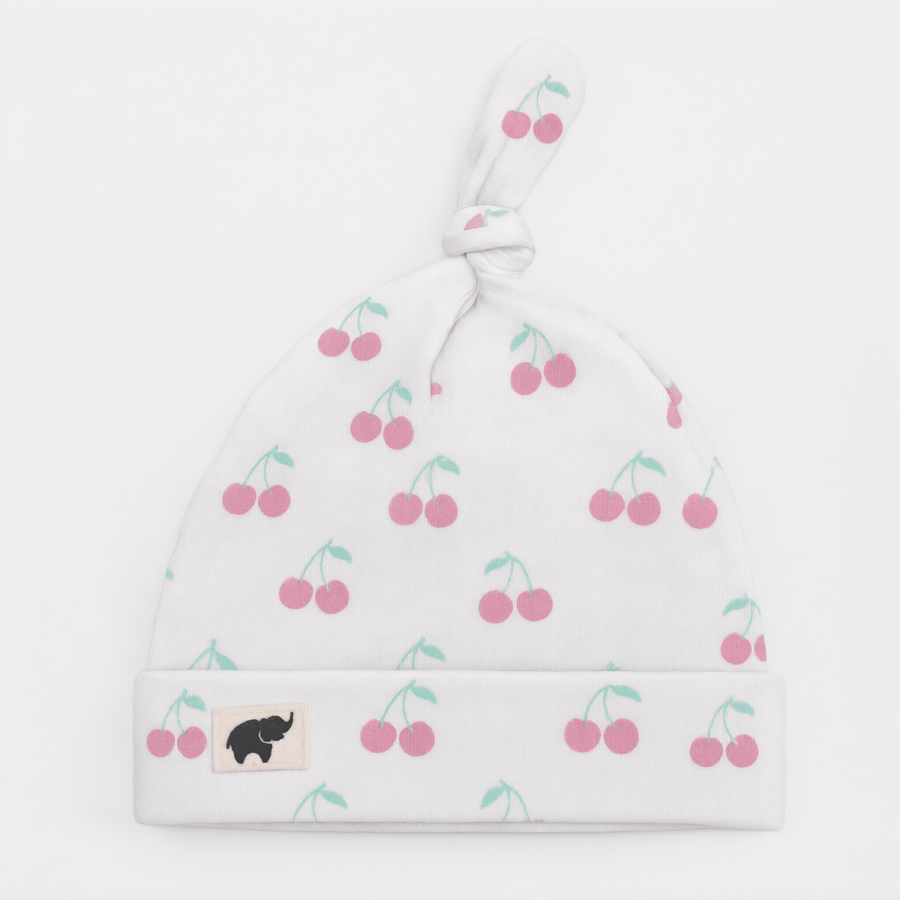 Monica + Andy Baby Top Knot Cap - Pink Cherry (0-6M) - liquidation.store
