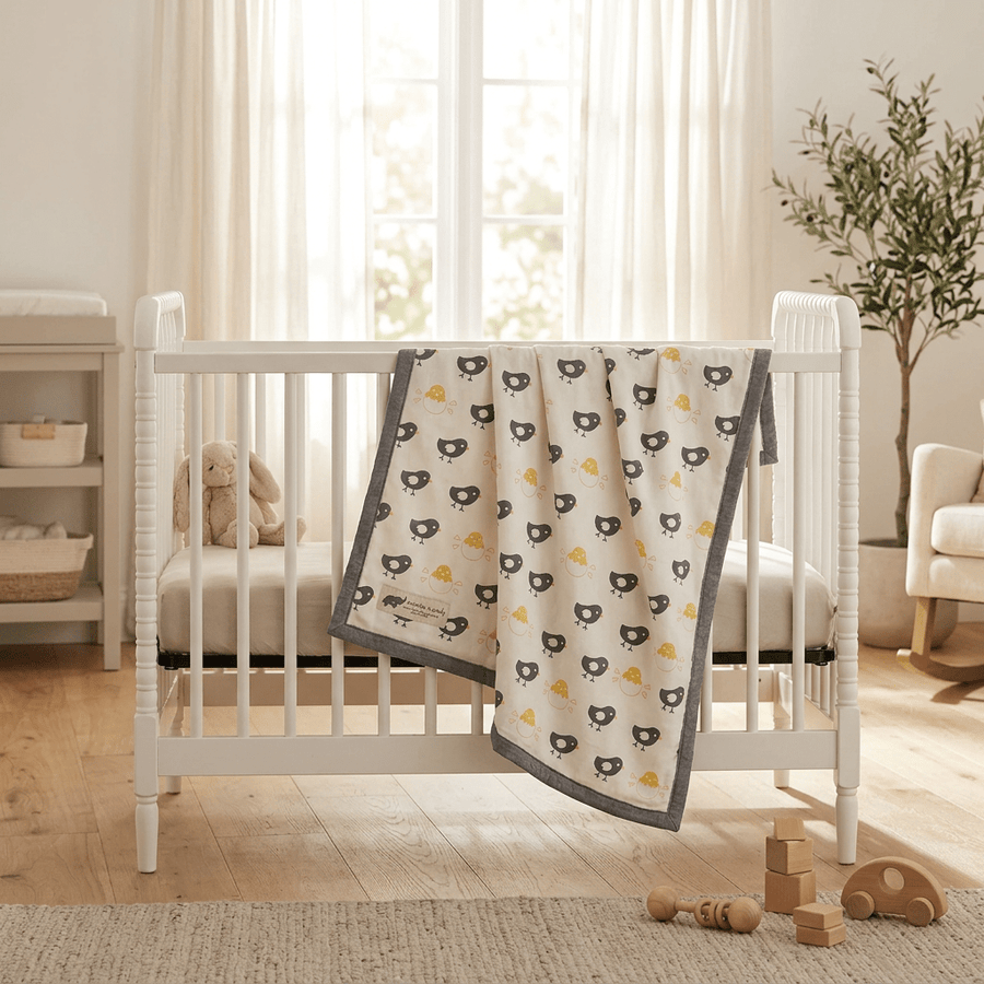 Monica + Andy Cotton Lycra Blanket - Grey Chicks - liquidation.store