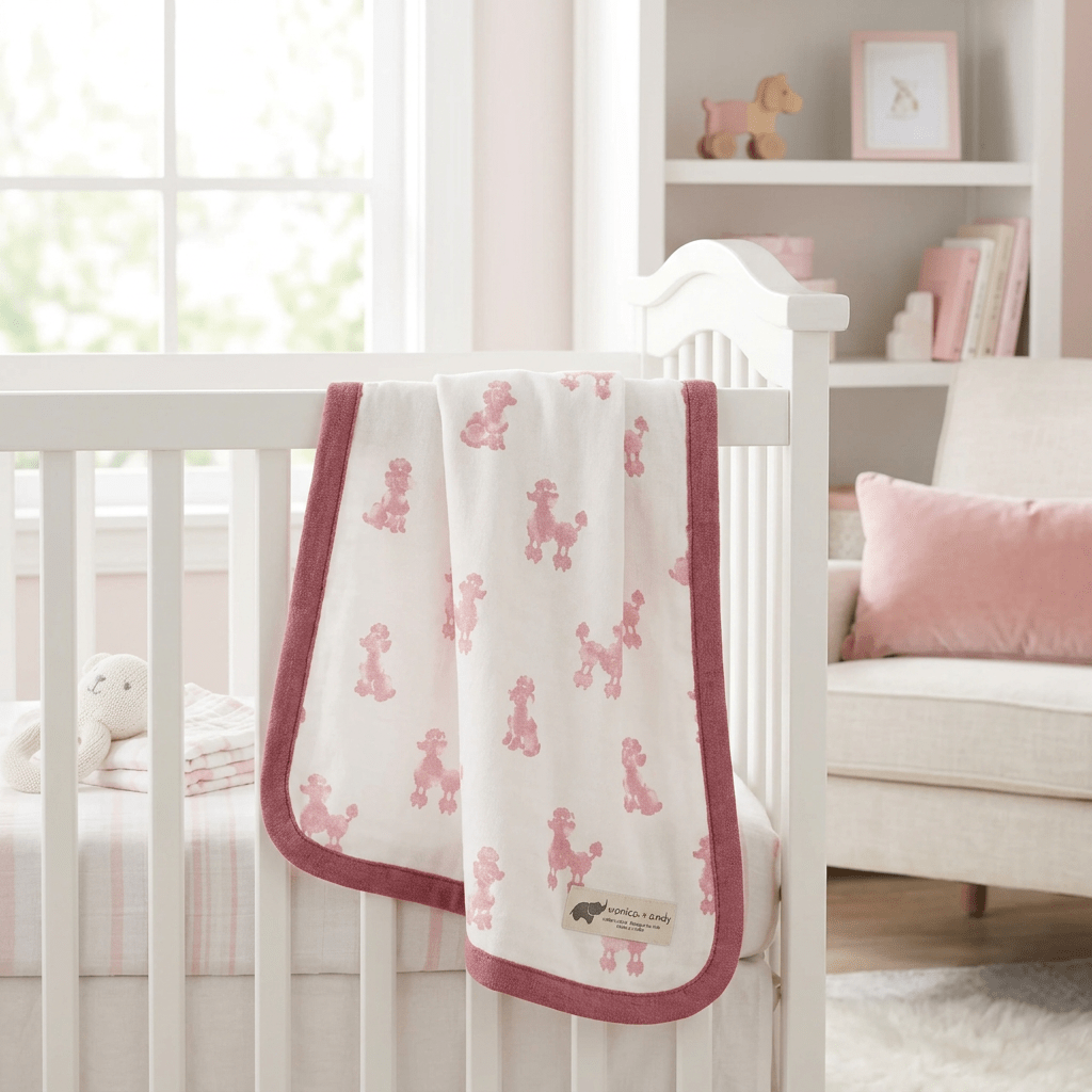 Monica + Andy Cotton Lycra Blanket - Pink Poodle - liquidation.store