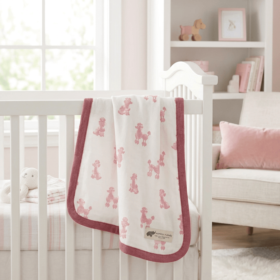 Monica + Andy Cotton Lycra Blanket - Pink Poodle - liquidation.store