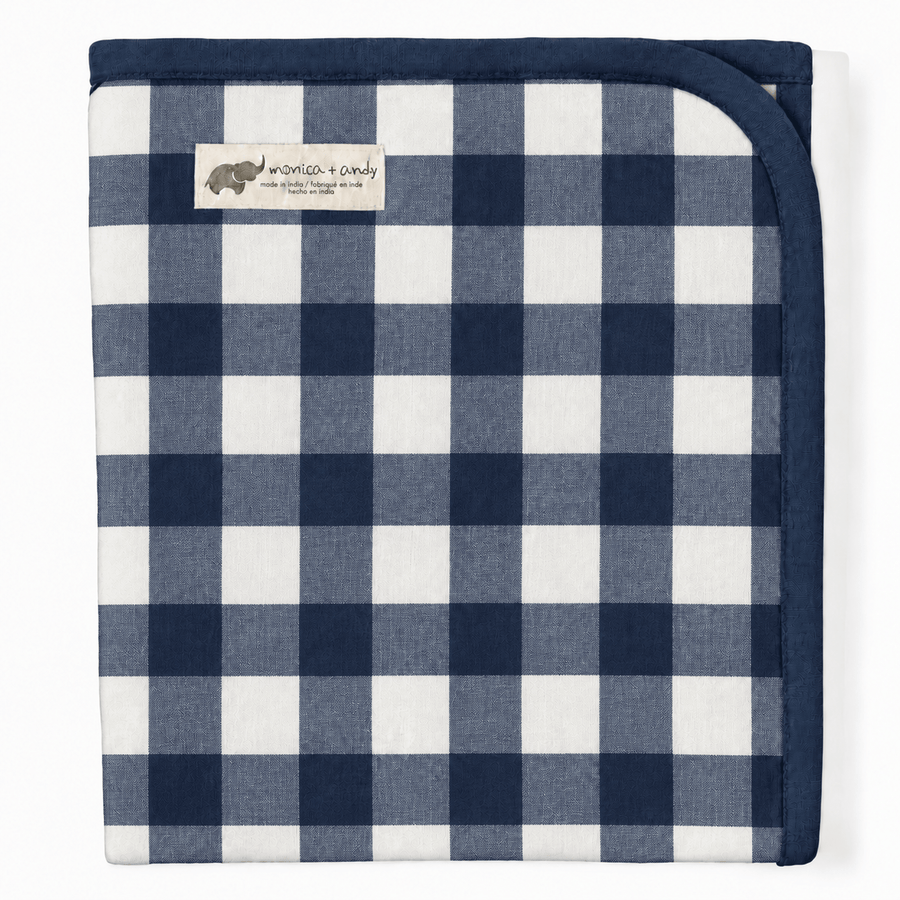 Monica + Andy Double Layer Coming Home Swaddle Blanket - Blue Plaid - liquidation.store