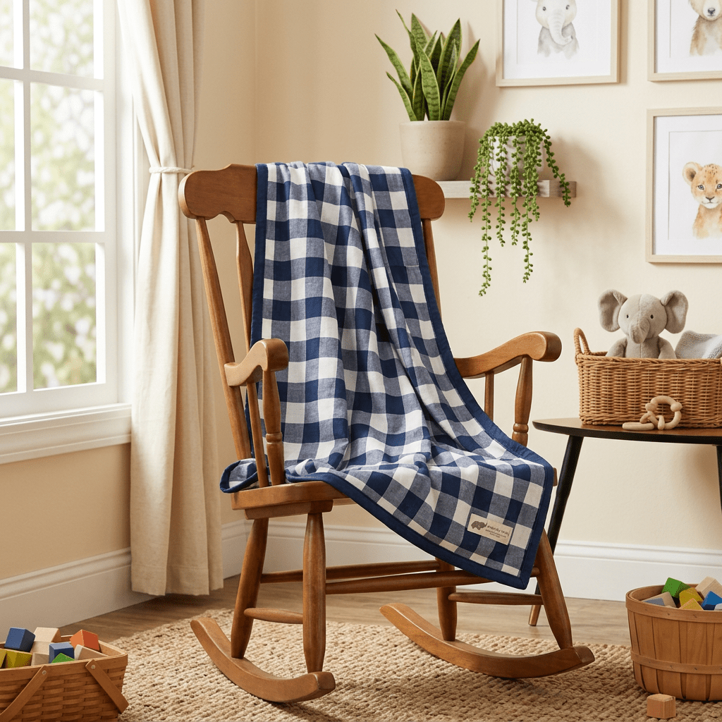 Monica + Andy Double Layer Coming Home Swaddle Blanket - Blue Plaid - liquidation.store