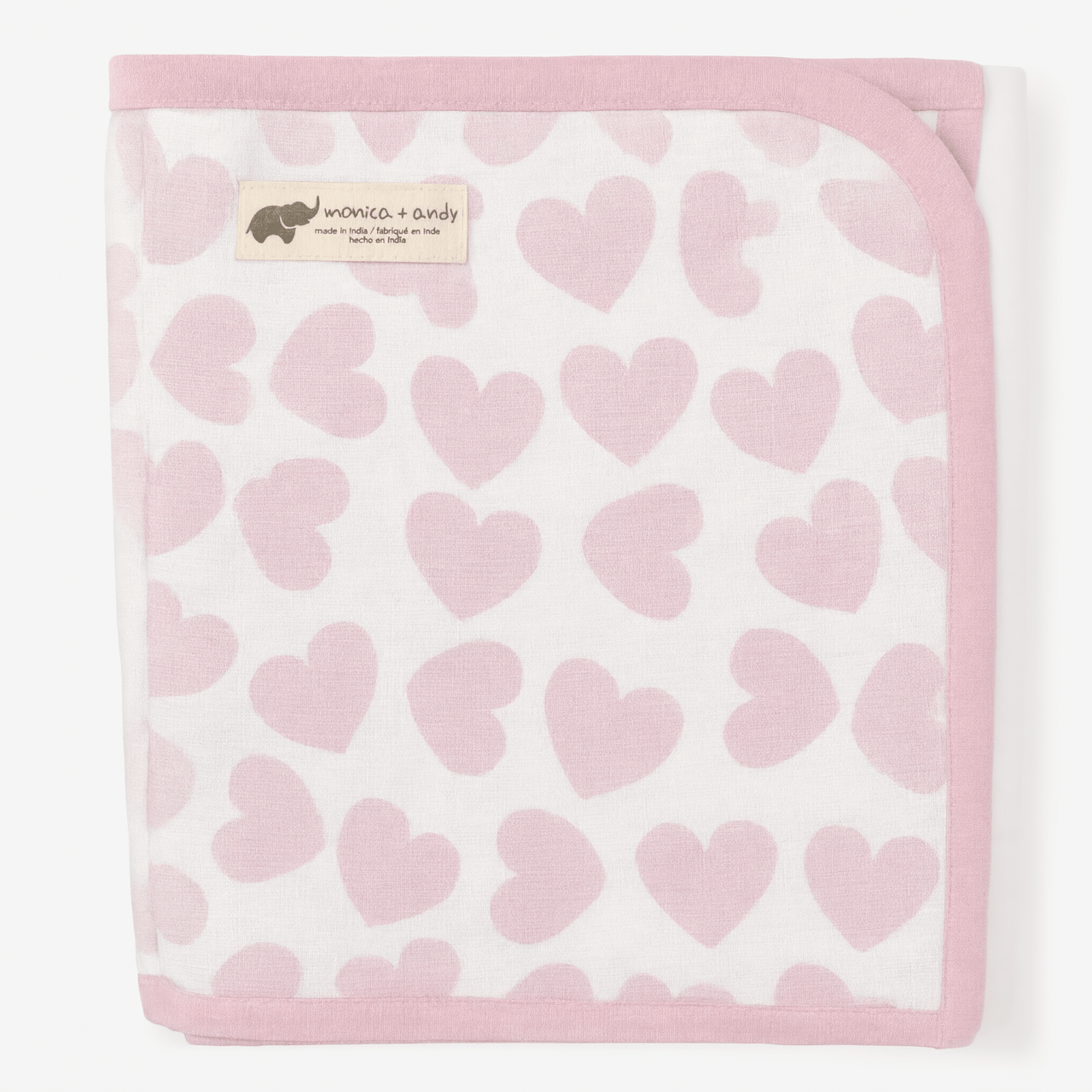 Monica + Andy Double Layer Coming Home Swaddle Blanket - Pink Hearts - liquidation.store