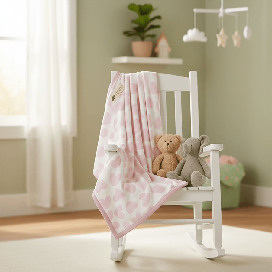 Monica + Andy Double Layer Coming Home Swaddle Blanket - Pink Hearts - liquidation.store