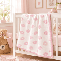 Monica + Andy Double Layer Coming Home Swaddle Blanket - Pink Lips - liquidation.store