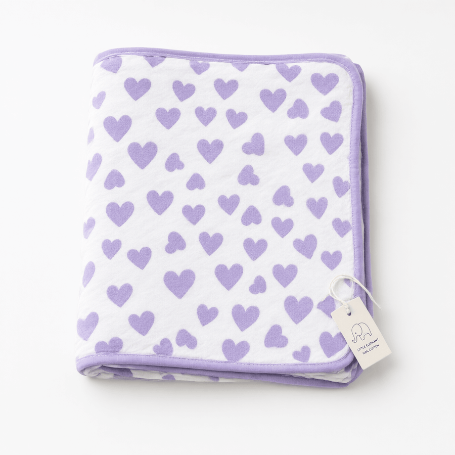 Monica + Andy Double Layer Coming Home Swaddle Blanket - Purple Hearts - liquidation.store