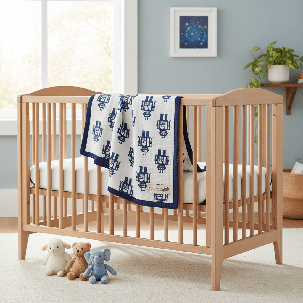 Monica + Andy Double Layer Coming Home Swaddle Blanket - Robot - liquidation.store