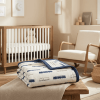 Monica + Andy Double Layer Coming Home Swaddle Blanket - Trains - liquidation.store