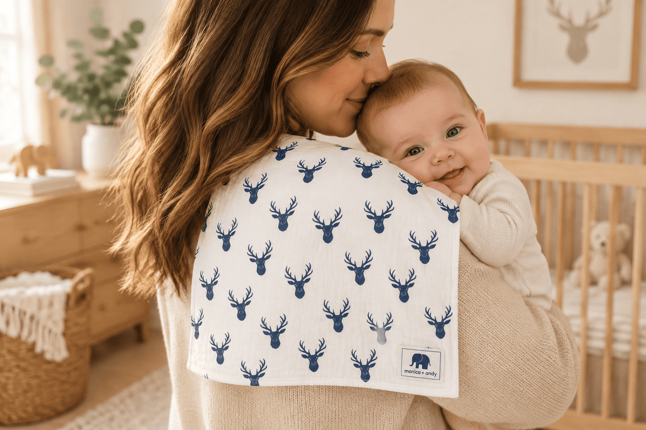 Monica + Andy Organic Cotton Burp Cloth - Deer - liquidation.store