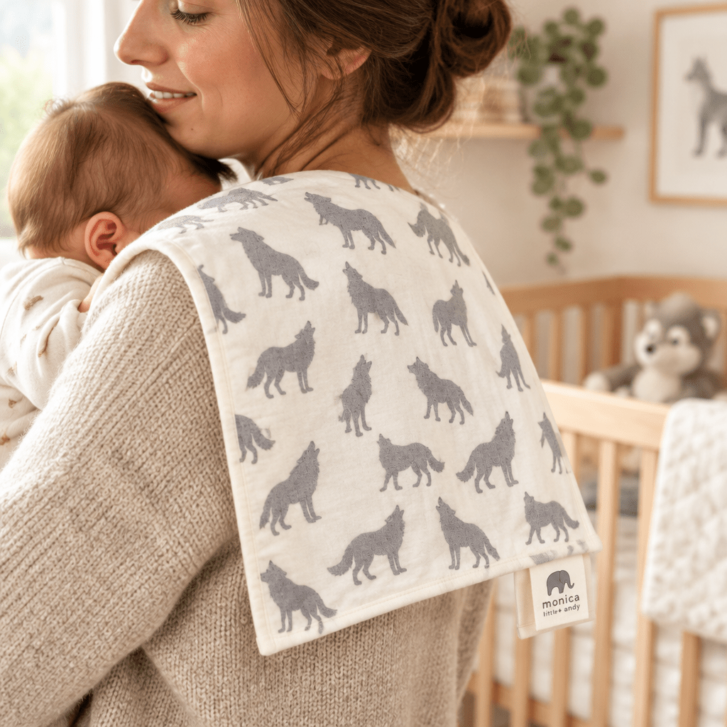 Monica + Andy Organic Cotton Burp Cloth - Grey Wolf - liquidation.store