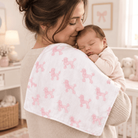 Monica + Andy Organic Cotton Burp Cloth - Pink Poodle - liquidation.store