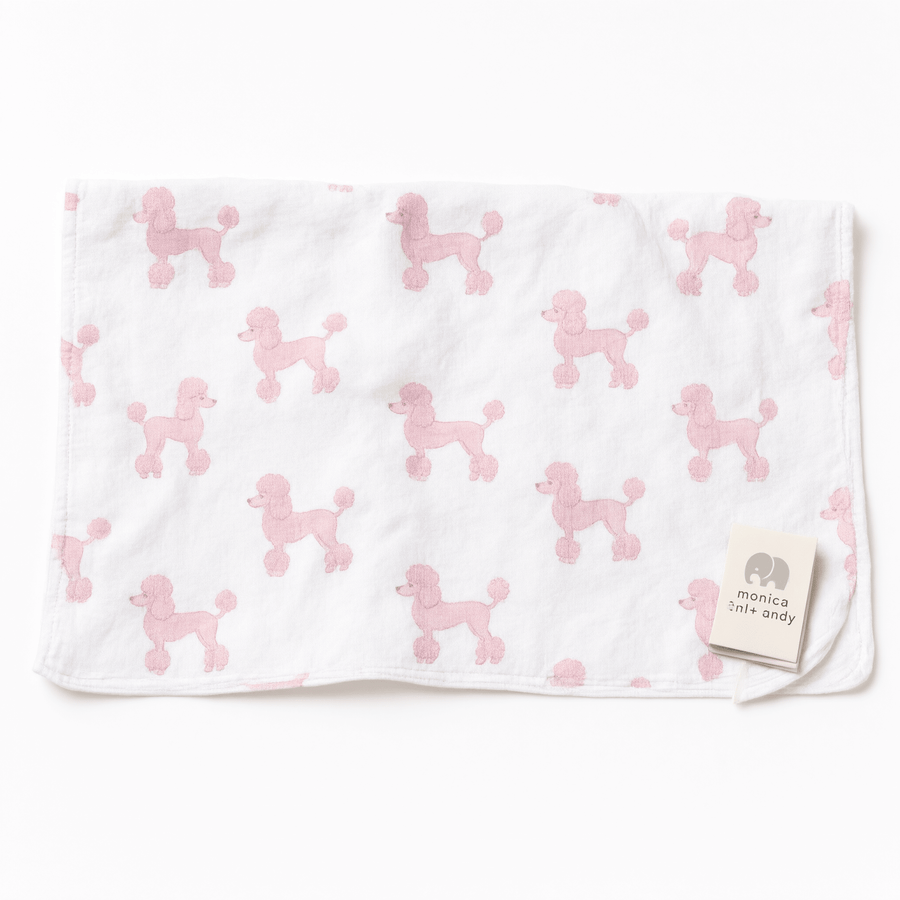 Monica + Andy Organic Cotton Burp Cloth - Pink Poodle - liquidation.store
